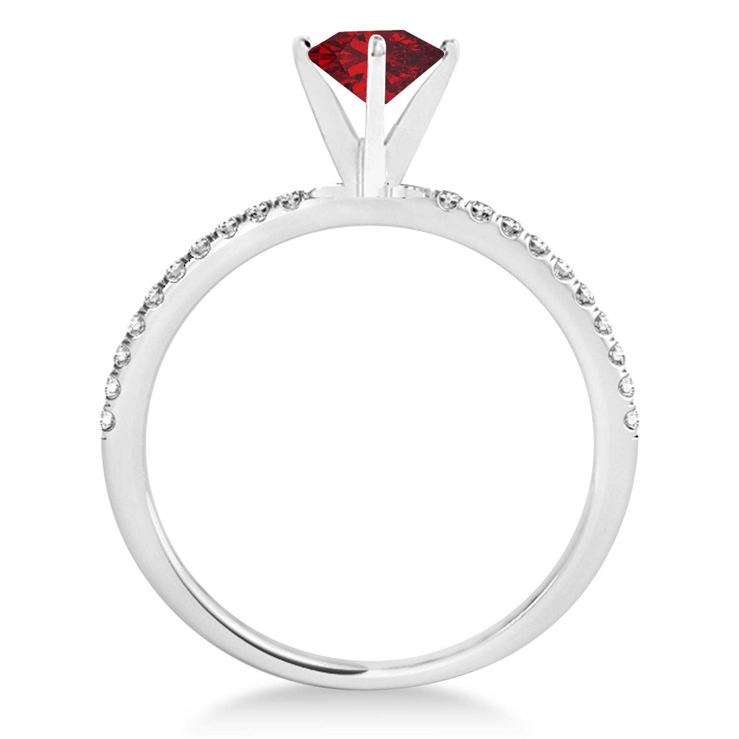 Ruby & Diamond Accented Oval Shape Engagement Ring 18k White Gold (2.00ct)