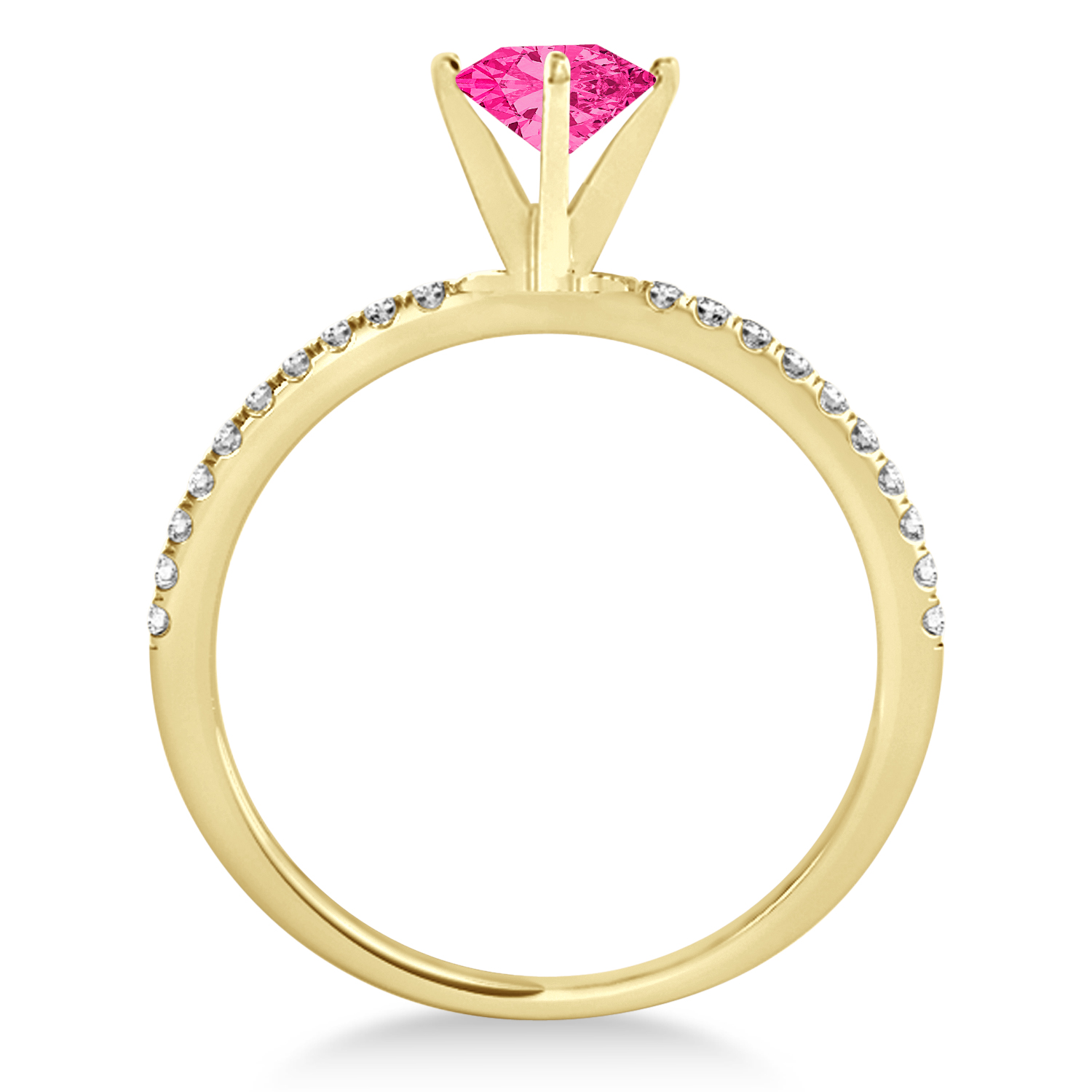 Pink Tourmaline & Diamond Accented Oval Shape Engagement Ring 18k Yellow Gold (2.00ct)