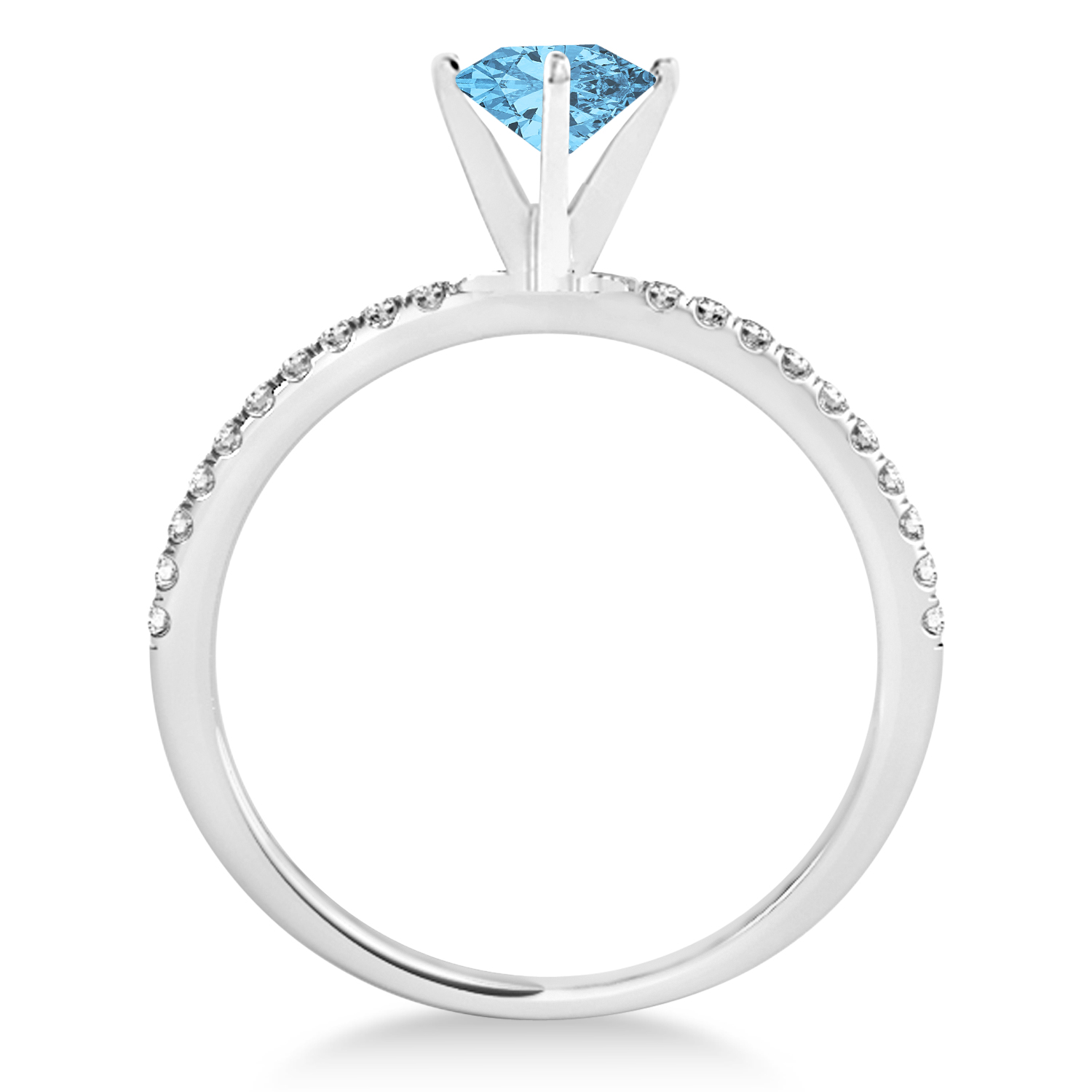 Blue Topaz & Diamond Accented Oval Shape Engagement Ring 14k White Gold (2.50ct)