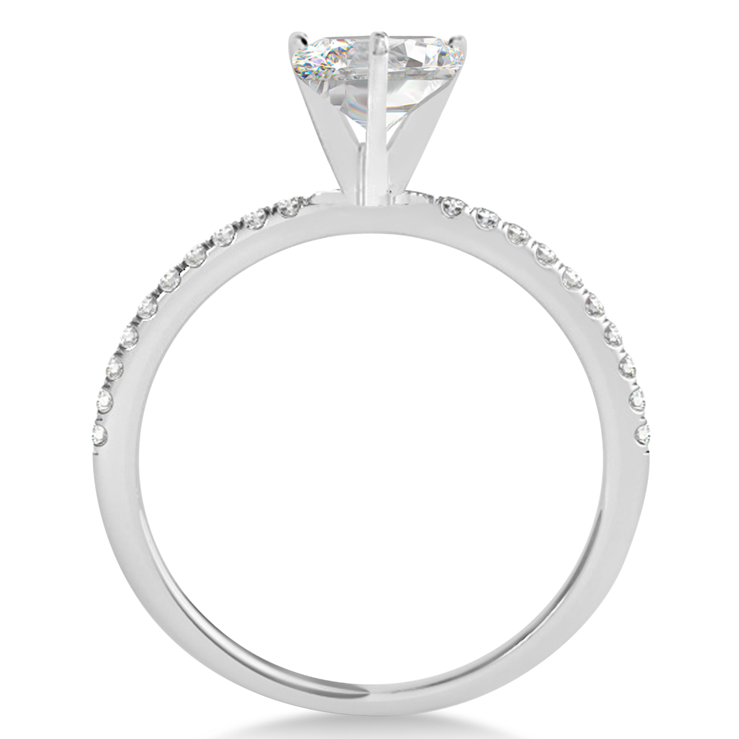 Lab Grown Diamond Accented Oval Shape Engagement Ring 14k White Gold (2.50ct)