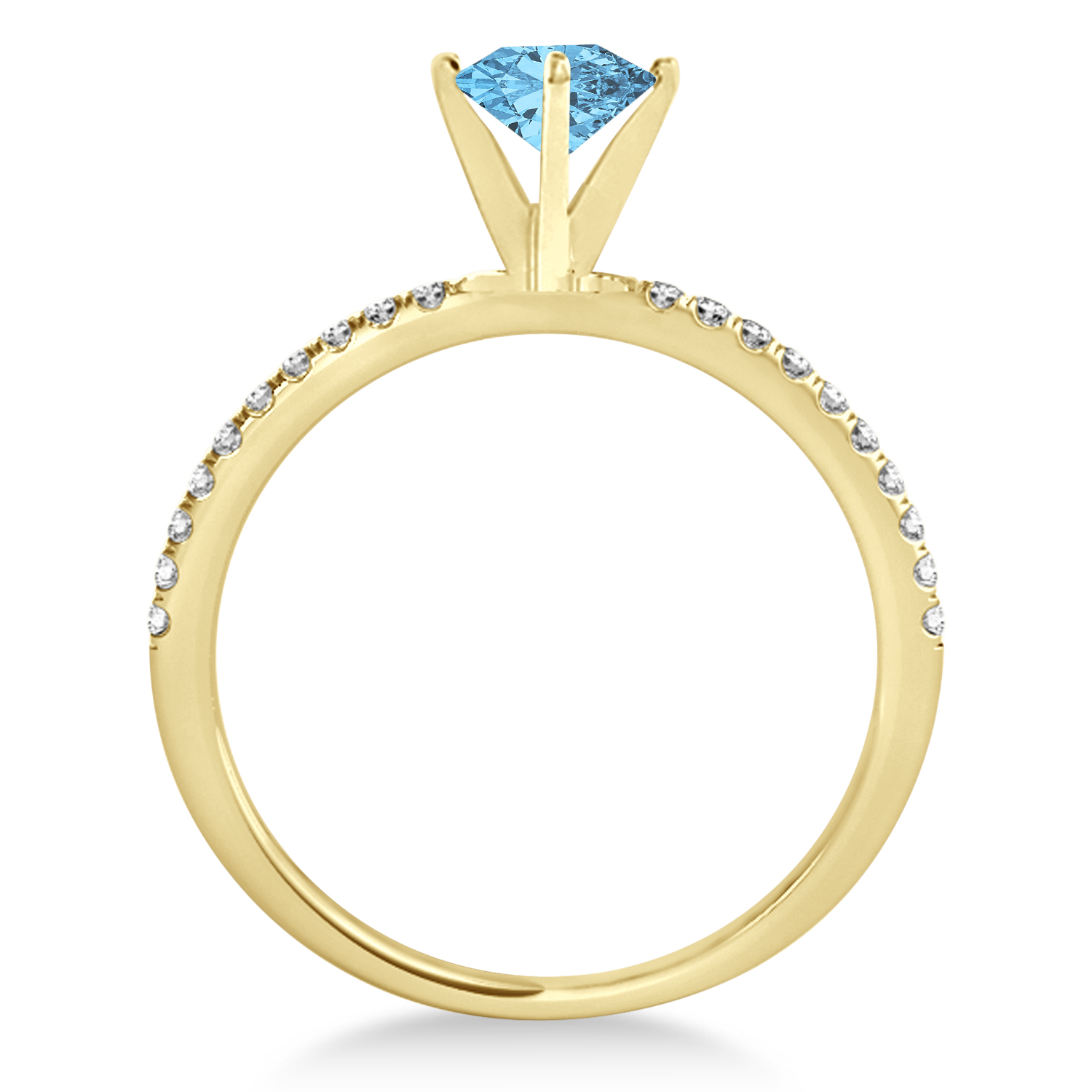 Blue Topaz & Diamond Accented Oval Shape Engagement Ring 14k Yellow Gold (2.50ct)