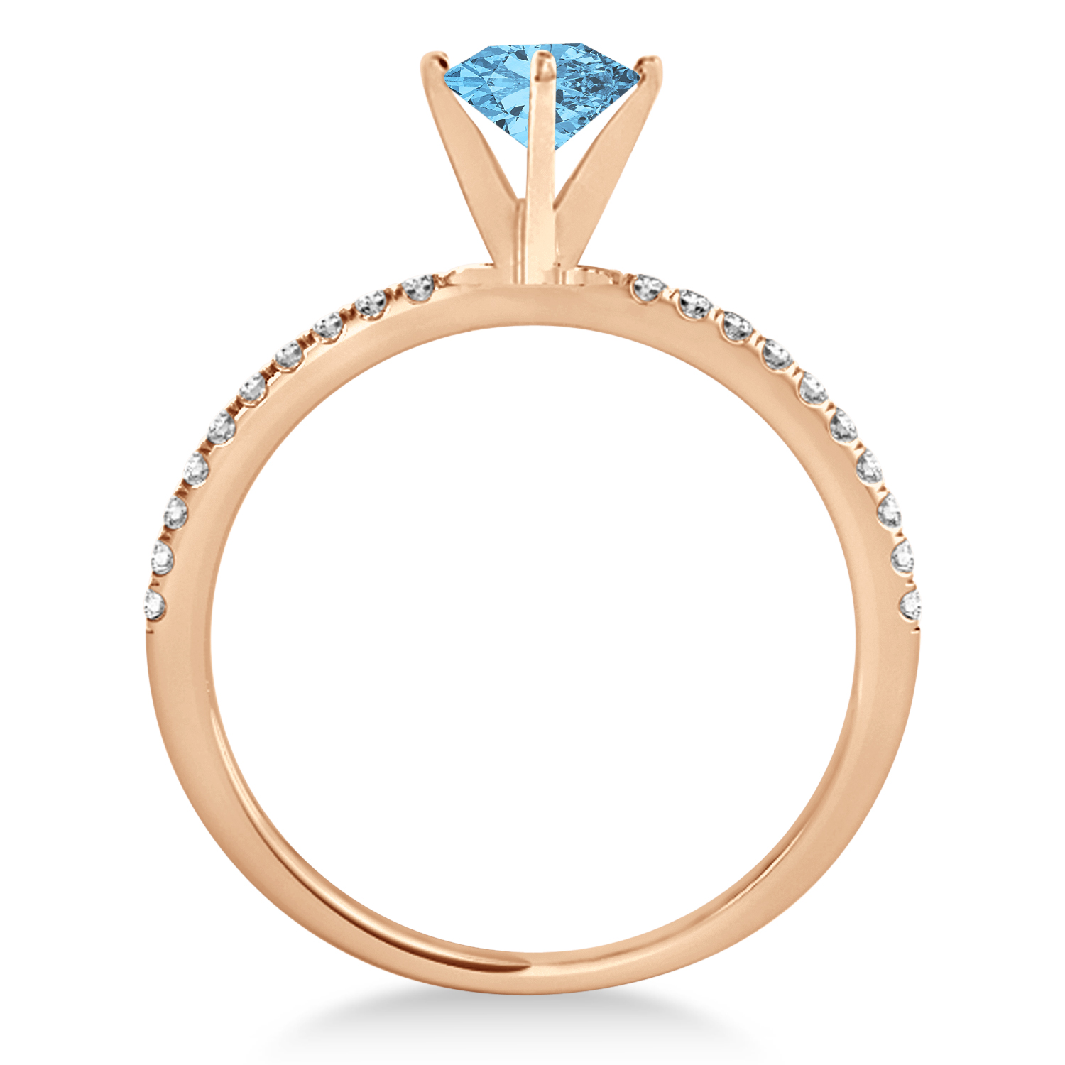Blue Topaz & Diamond Accented Oval Shape Engagement Ring 18k Rose Gold (2.50ct)