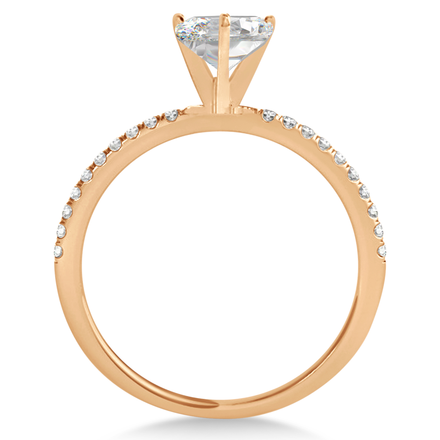 Diamond Accented Oval Shape Engagement Ring 18k Rose Gold (2.50ct)