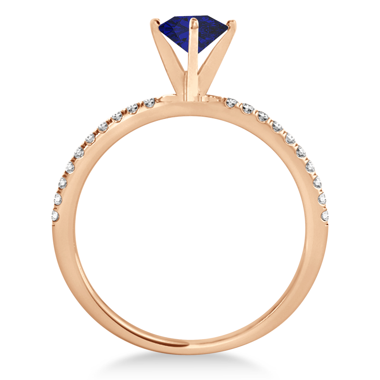 Blue Sapphire & Diamond Accented Oval Shape Engagement Ring 14k Rose Gold (3.00ct)