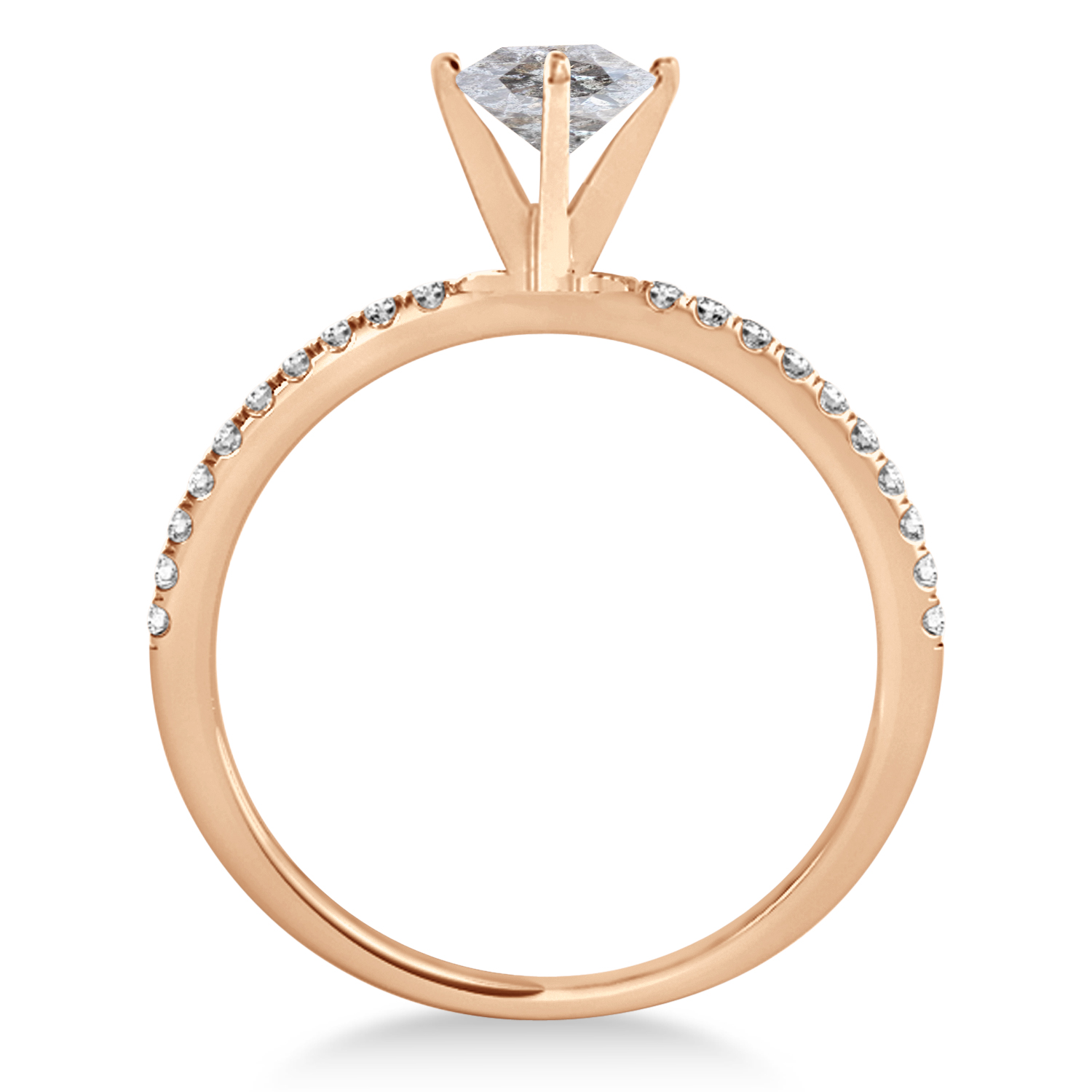 Oval Salt & Pepper Diamond Accented  Engagement Ring 14k Rose Gold (3.00ct)