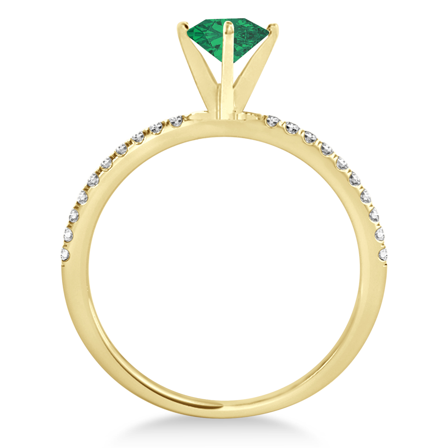 Emerald & Diamond Accented Oval Shape Engagement Ring 14k Yellow Gold (3.00ct)