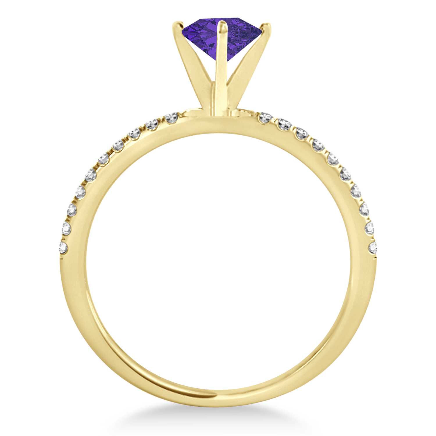Tanzanite & Diamond Accented Oval Shape Engagement Ring 14k Yellow Gold (3.00ct)