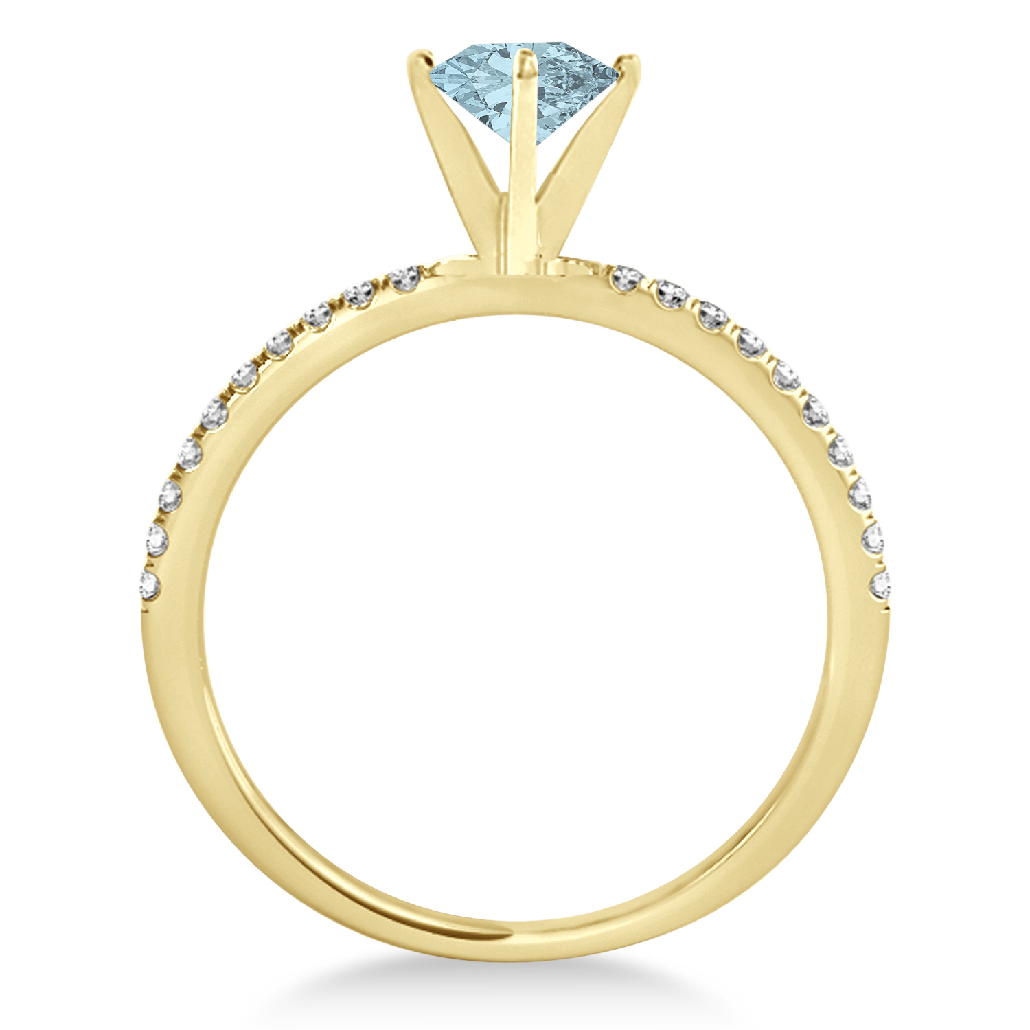 Aquamarine & Diamond Accented Oval Shape Engagement Ring 18k Yellow Gold (3.00ct)