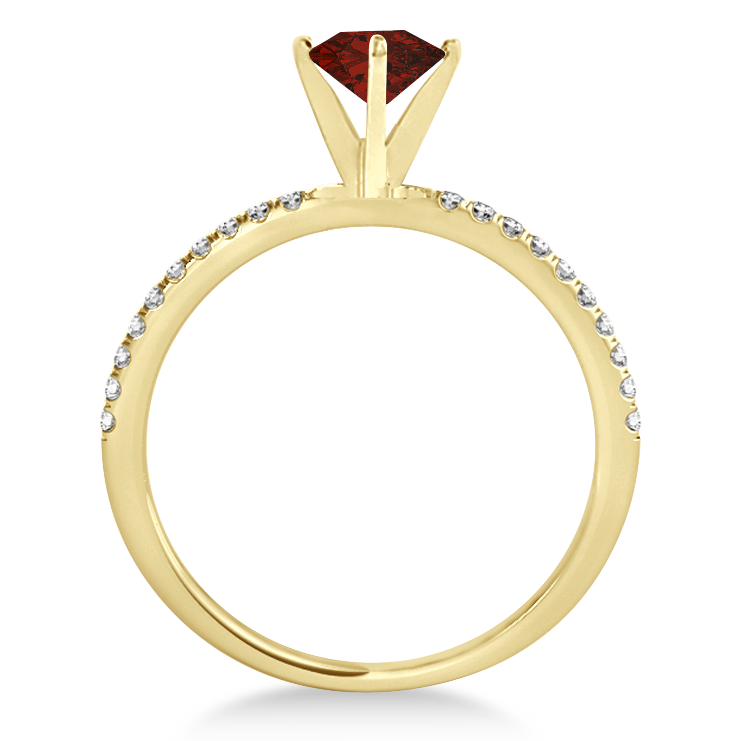 Garnet & Diamond Accented Oval Shape Engagement Ring 18k Yellow Gold (3.00ct)