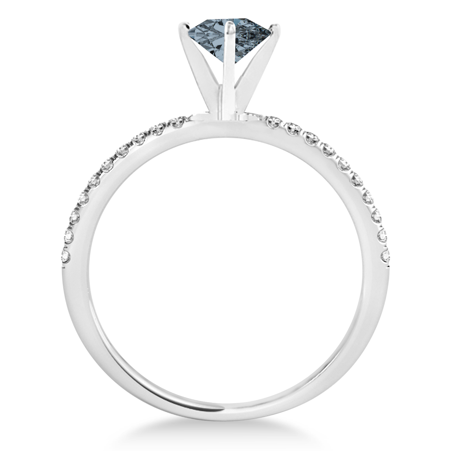 Gray Spinel & Diamond Accented Oval Shape Engagement Ring Platinum (3.00ct)