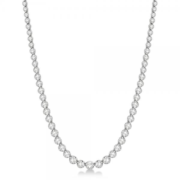 Eternity Diamond Tennis Necklace 14k White Gold (15.00ct)