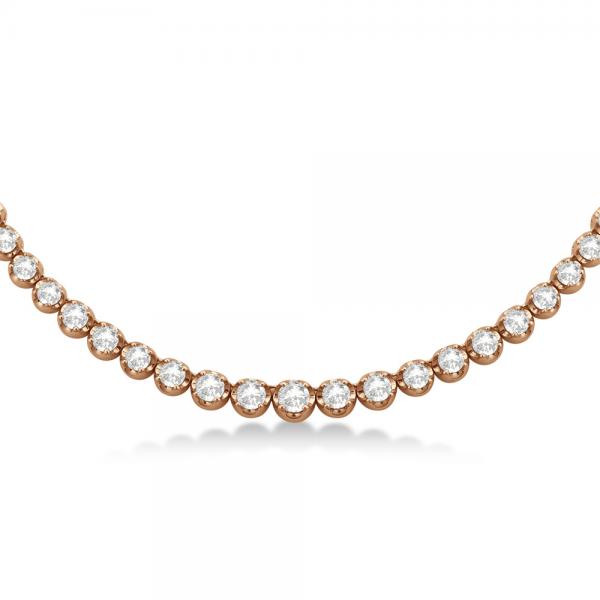 Eternity Diamond Tennis Necklace 14k Rose Gold (5.07ct)