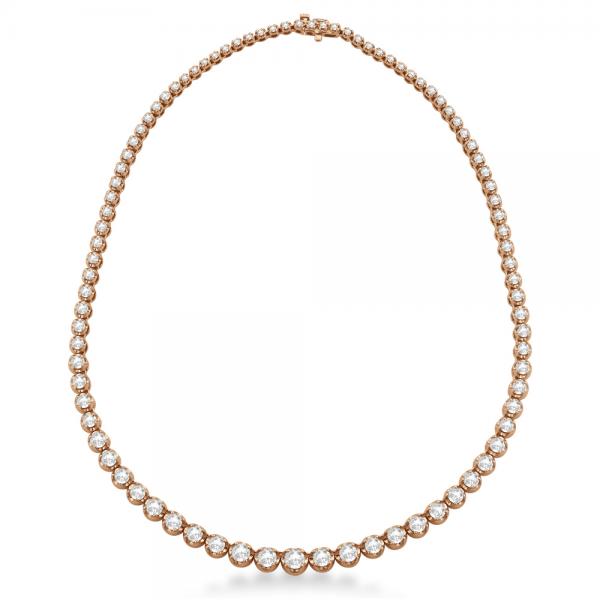 Eternity Diamond Tennis Necklace 14k Rose Gold (7.93ct)