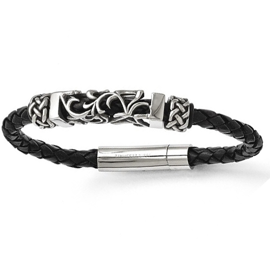 Men's Antiqued Beads Stainless Steel Braided Bracelet