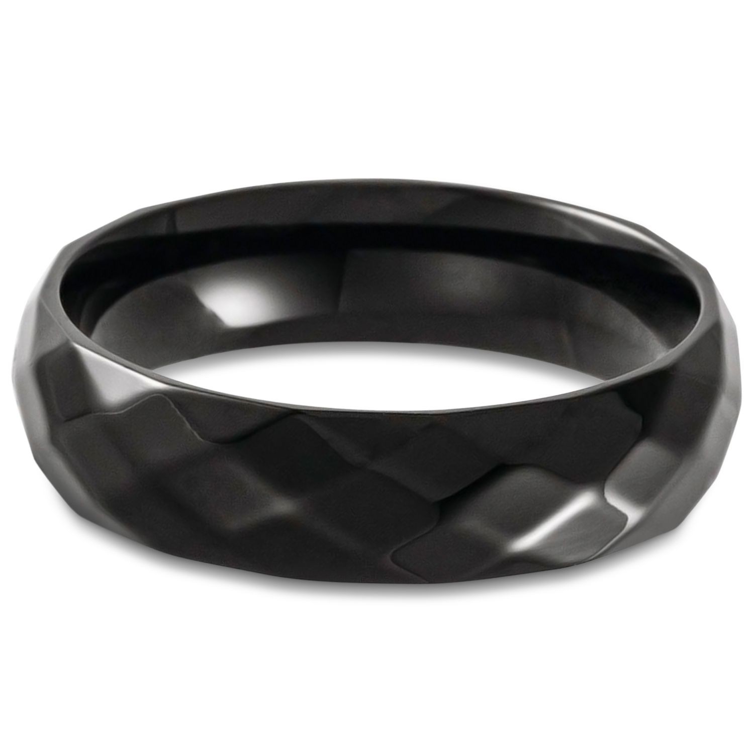 Men's Domed Polished Finish Wedding Ring Band Black PVD Titanium (6mm)
