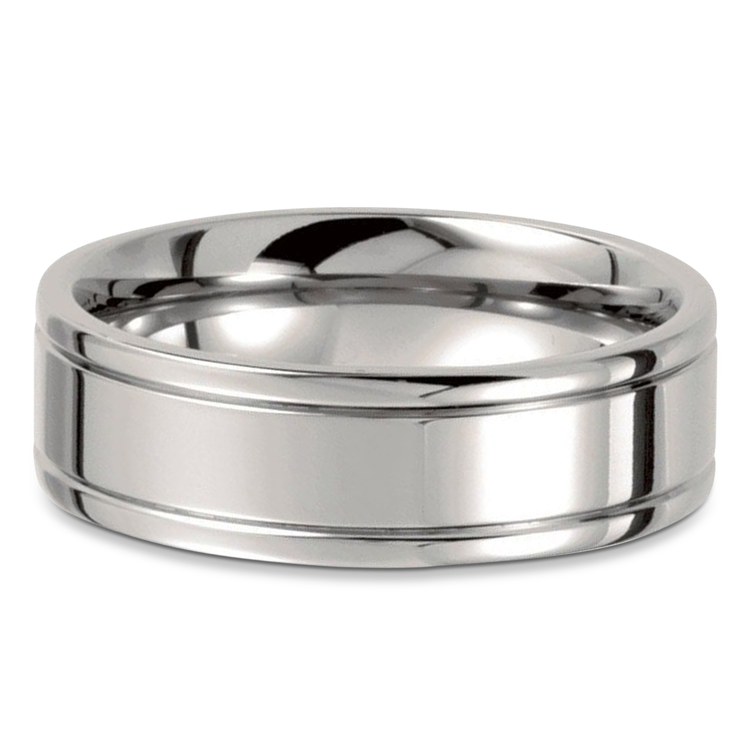 Men's Grooved Wedding Ring Titanium Band (7mm)
