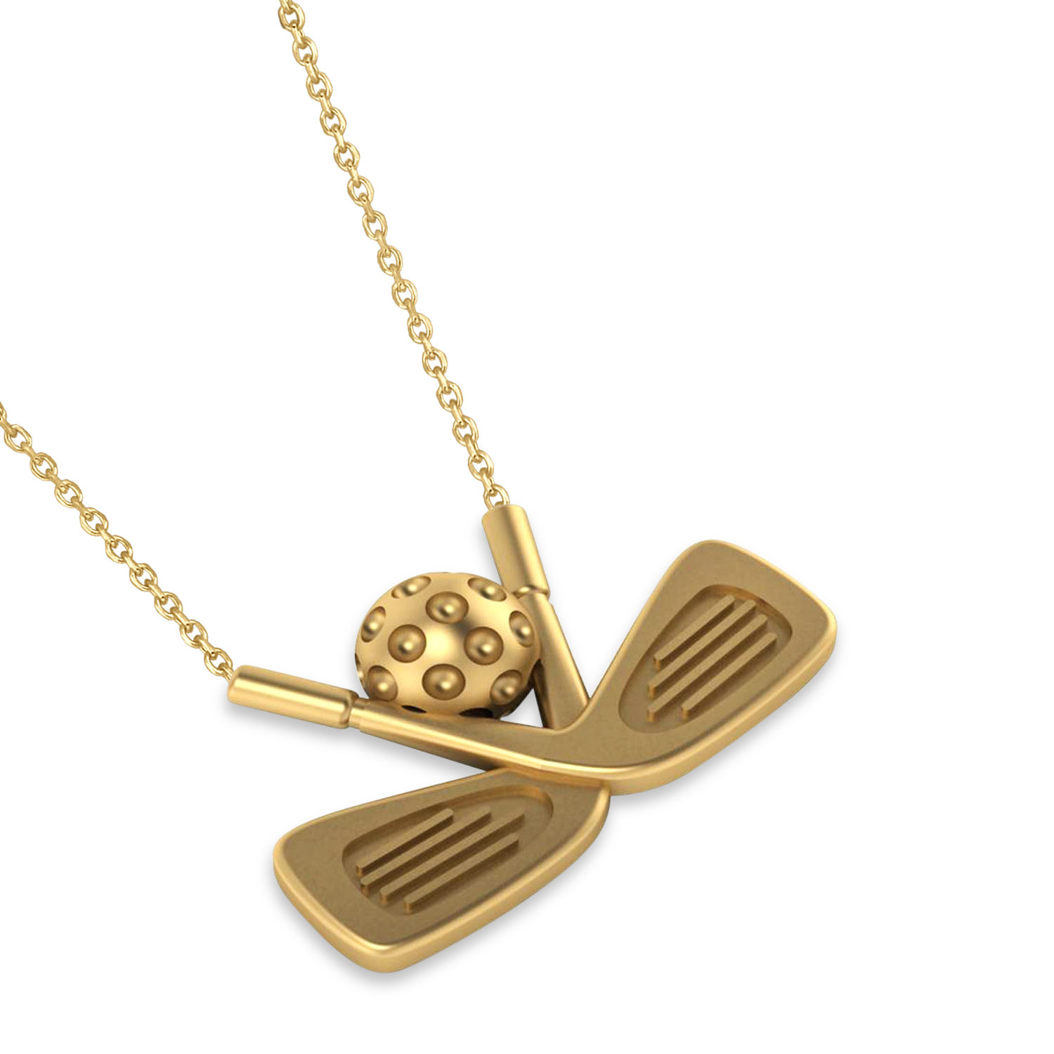 Golf Club Men's Pendant Necklace 14K Yellow Gold