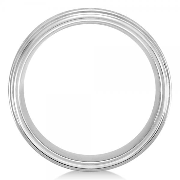 Men's Ridged Wedding Ring Band with Bark Finish in Tungsten (8.3mm)
