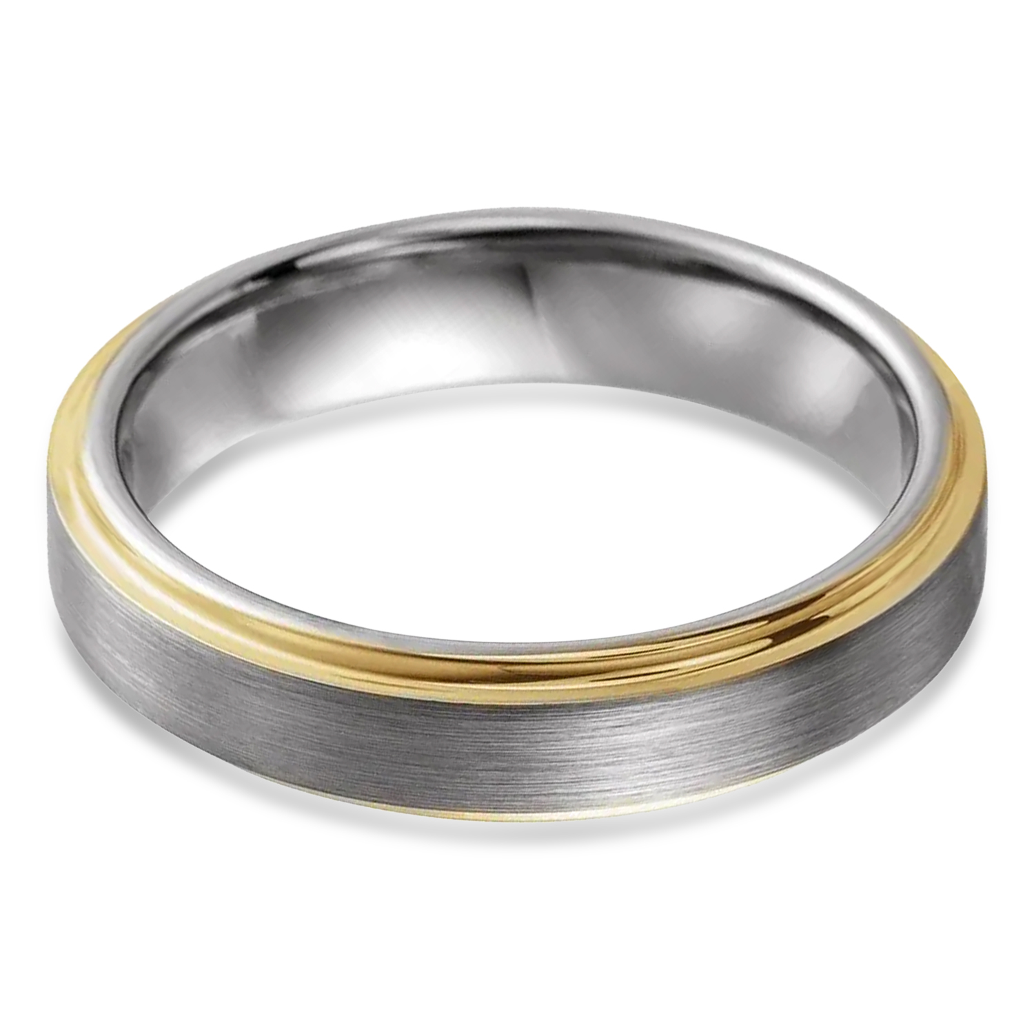 Two Tone Wedding Ring Band 18K Yellow Gold PVD Tungsten (5mm)