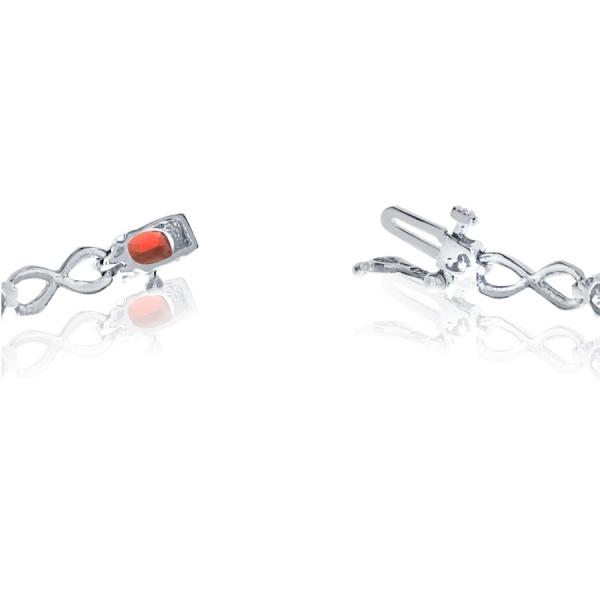 Oval Garnet and Diamond Infinity Bracelet in 14k White Gold (4.53ct)