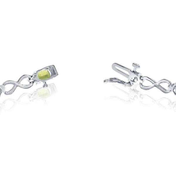 Oval Peridot & Diamond Infinity Bracelet in 14k White Gold (4.53ct)