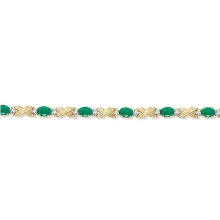 Emerald & Diamond XOXO Link Bracelet in 14k Yellow Gold (6.65ct)