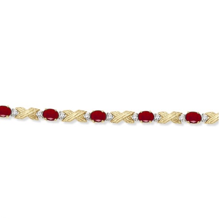 Ruby & Diamond XOXO Link Bracelet in 14k Yellow Gold (6.65ct)