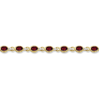 Oval Garnet & Diamond Link Bracelet 14k Yellow Gold (9.62ctw)