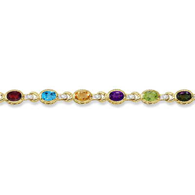 Diamond & Multicolor Gemstone Bracelet 14k Yellow Gold (9.62ctw)
