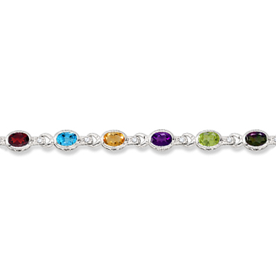 Diamond & Multicolor Gemstone Bracelet 14k White Gold (9.62ctw)