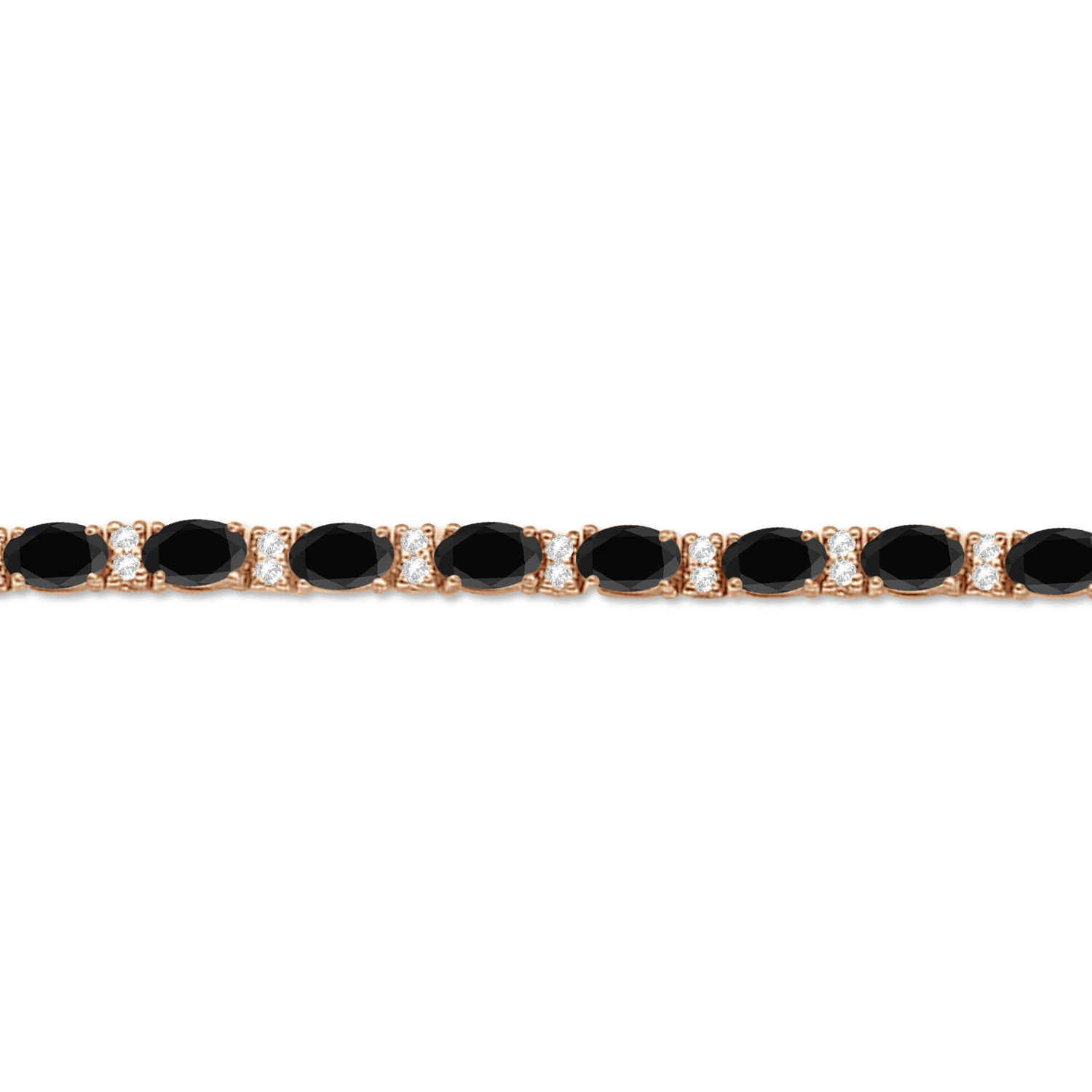 Black & White Diamond Oval Cut Tennis Bracelet 14k Rose Gold (9.25ctw)