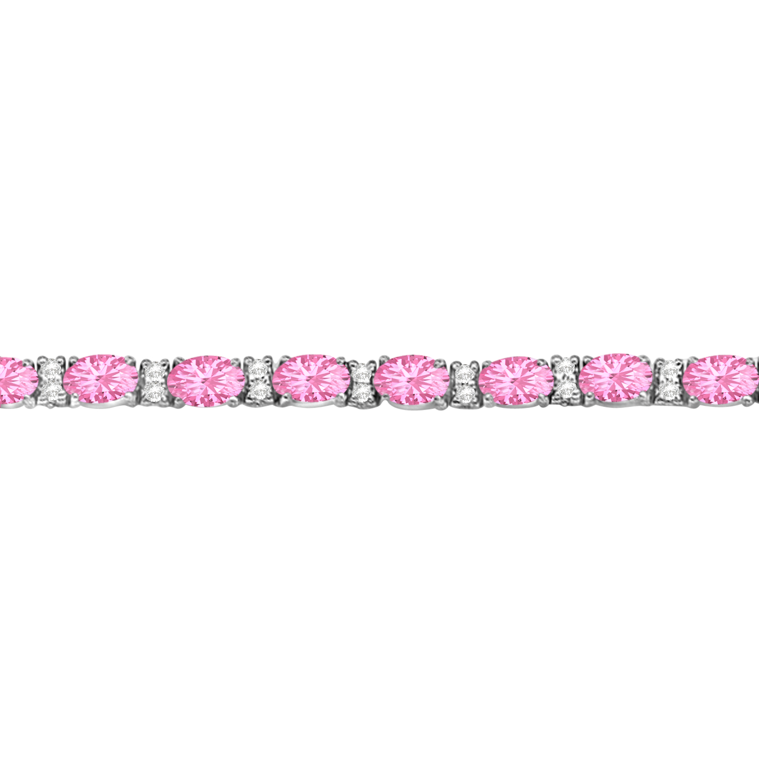 Diamond & Oval Cut Pink Tourmaline Tennis Bracelet 14k W Gold (9.25ct)
