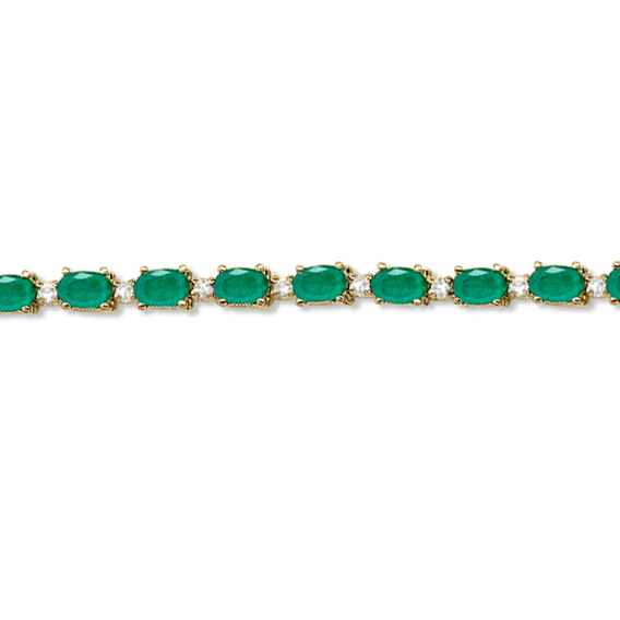 Emerald & Diamond Tennis Bracelet 14k Yellow Gold (12.00ct)