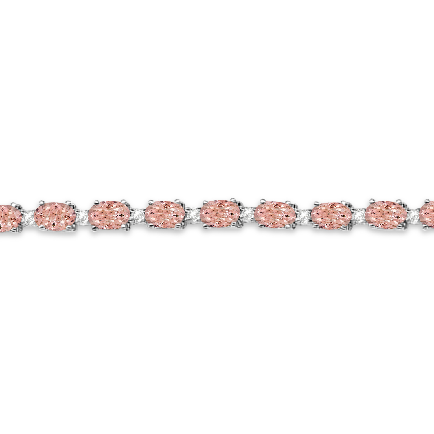 Morganite & Diamond Tennis Bracelet 14k White Gold (12.00ct)