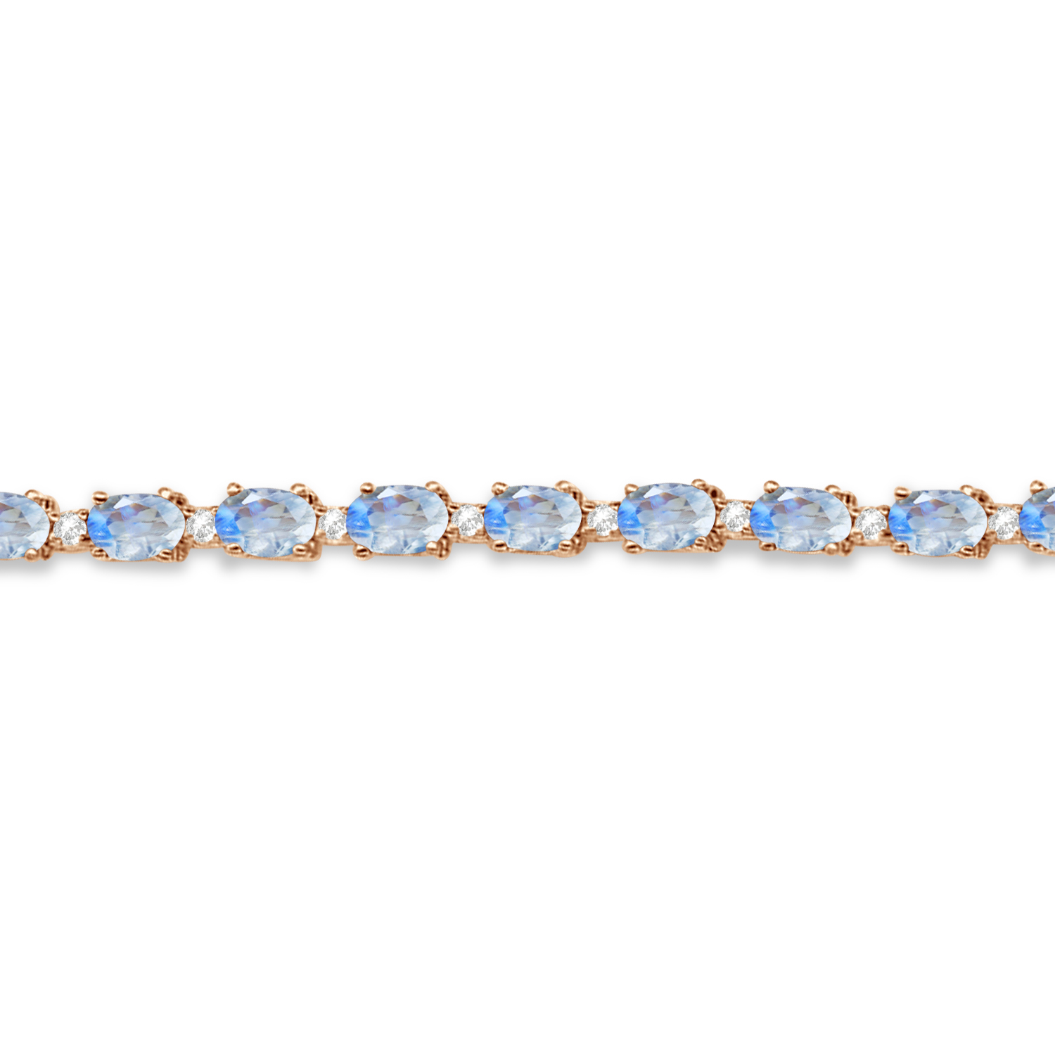 Moonstone & Diamond Tennis Bracelet 14k Rose Gold (12.00ct)