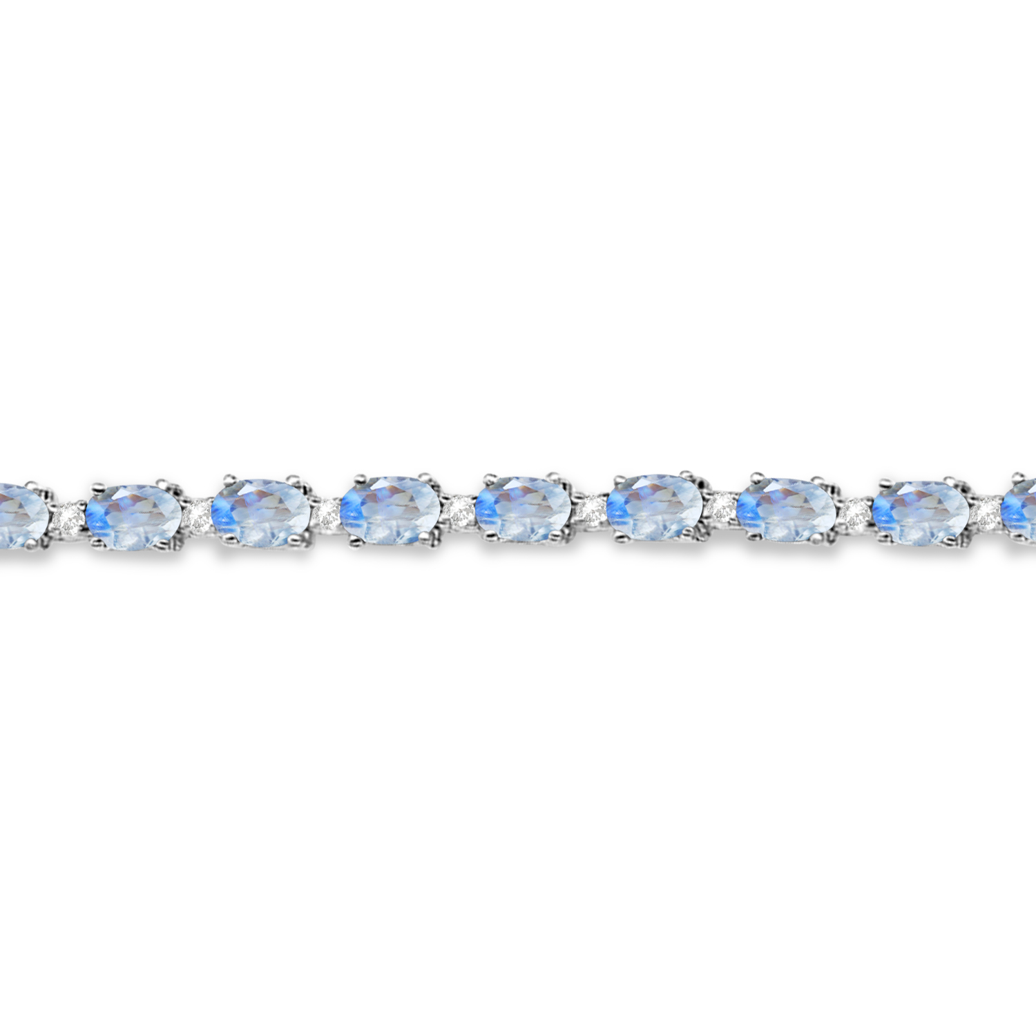 Moonstone & Diamond Tennis Bracelet 14k White Gold (12.00ct)