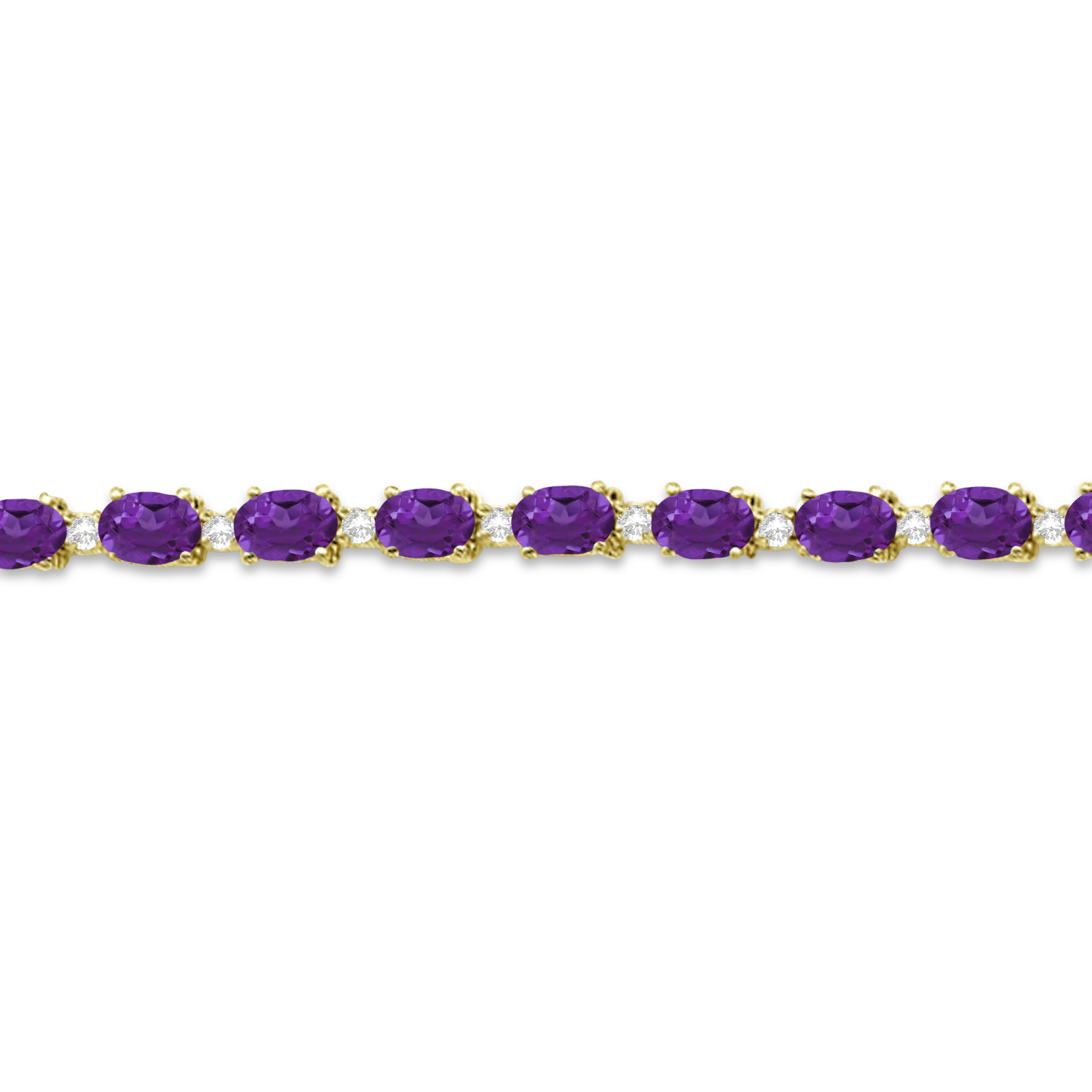 Amethyst & Diamond Tennis Bracelet 14k Yellow Gold (12.00ct)