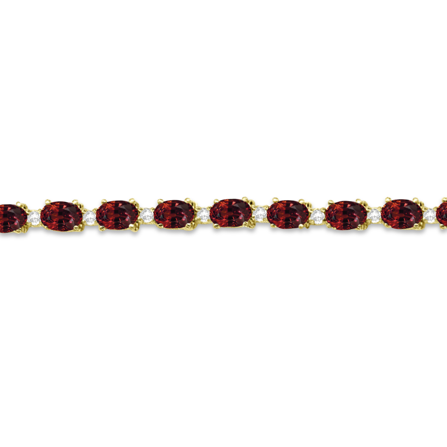 Garnet & Diamond Tennis Link Bracelet 14k Yellow Gold (12.00ct)