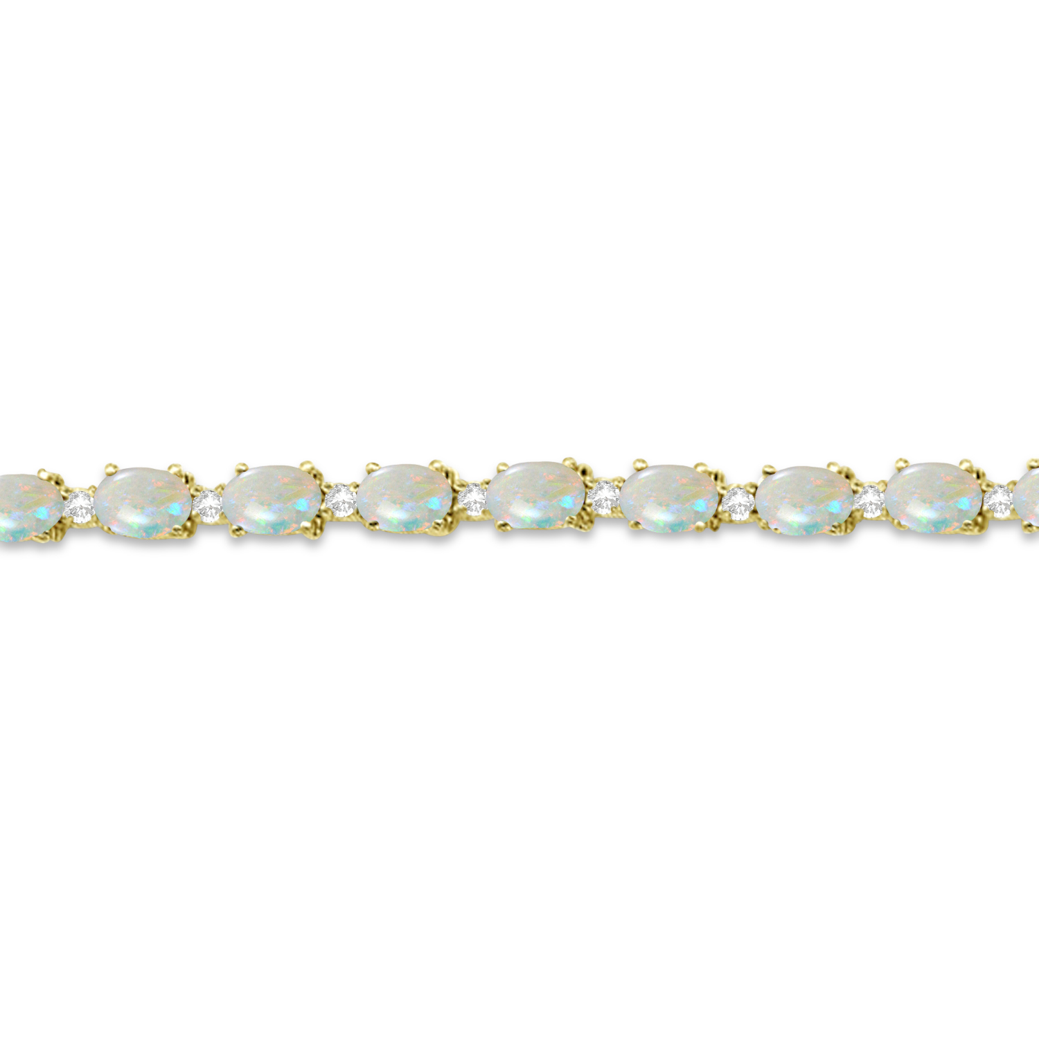 Opal & Diamond Tennis Link Bracelet 14k Yellow Gold (12.00ct)
