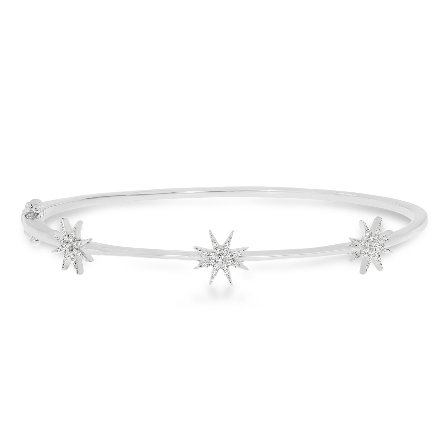 Diamond Star Bangle Bracelet 14K White Gold (0.14ct)