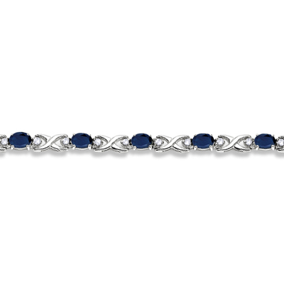 Oval Sapphire & Diamond XOXO Link Bracelet 14k White Gold (7.00ctw)