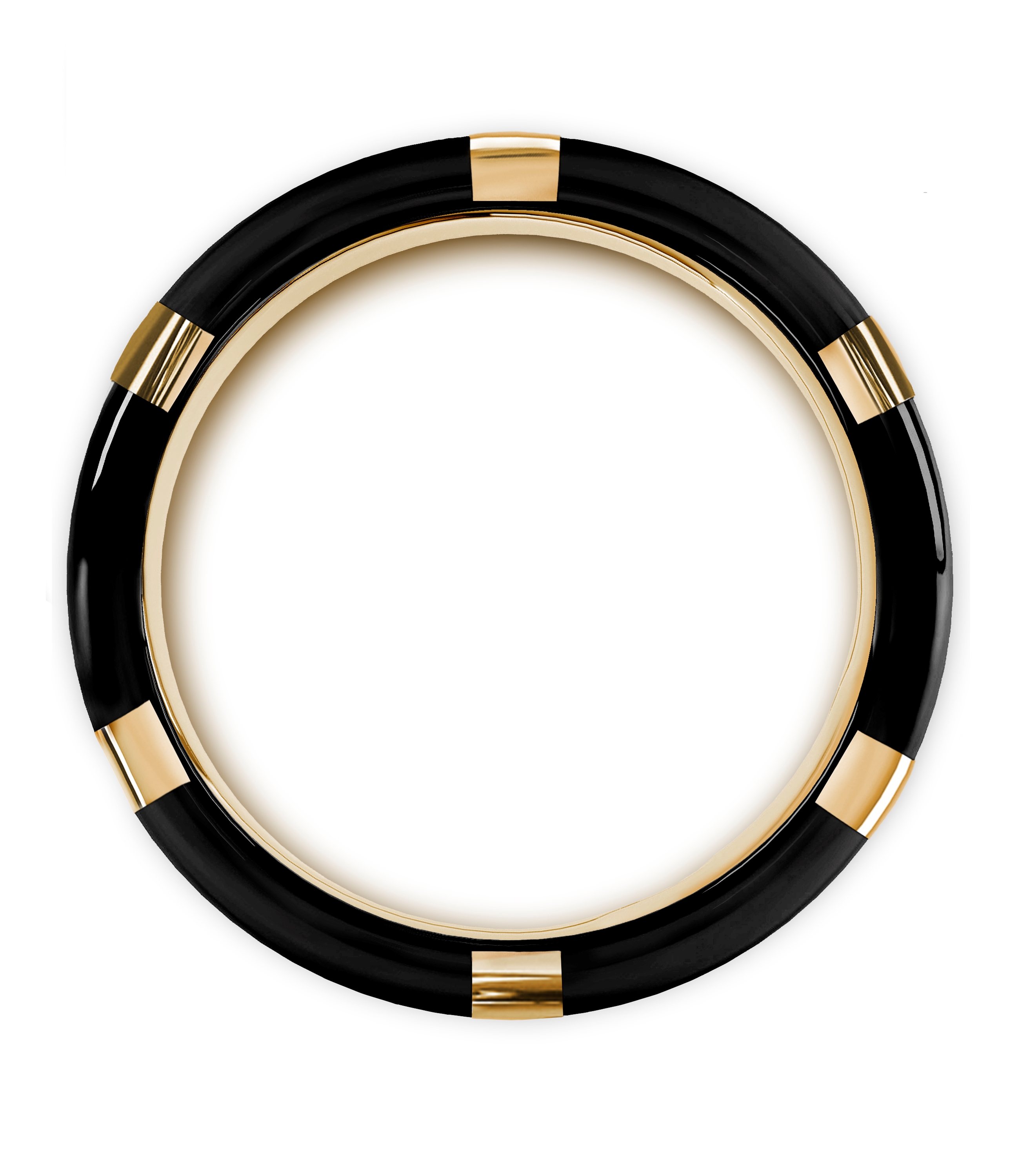 Brushed Gold Plated Bezels & Black Diamond Tungsten Wedding Band (8mm)