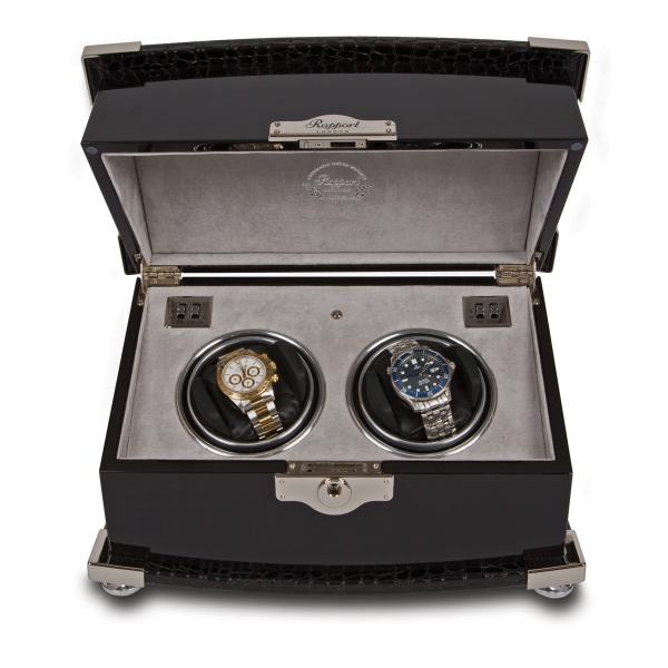 Rapport London Serpentine Dual Watch Winder in Ebony Wood