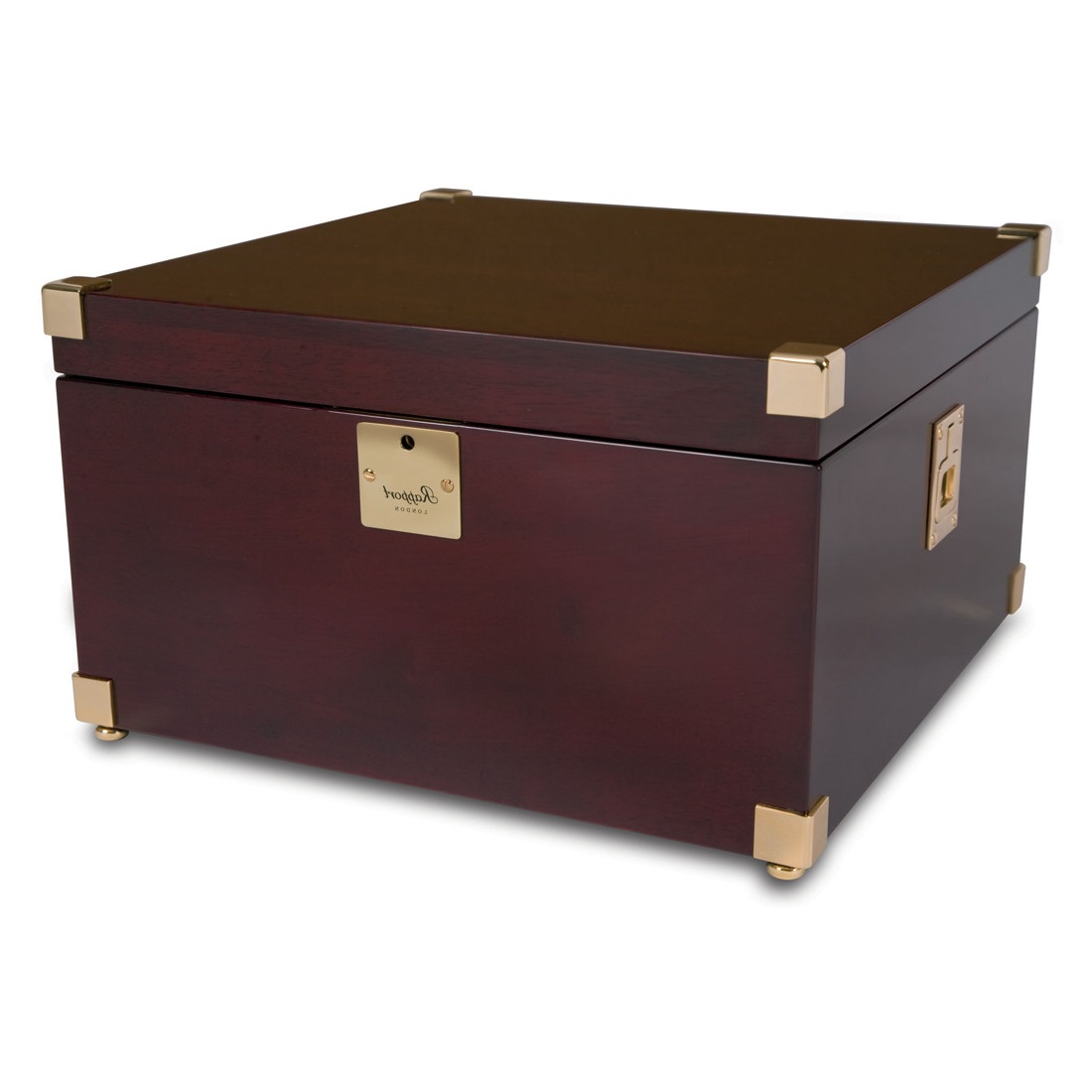 Rapport London Optima Captain's Quad Watch Winder Mahogany w/ Brass