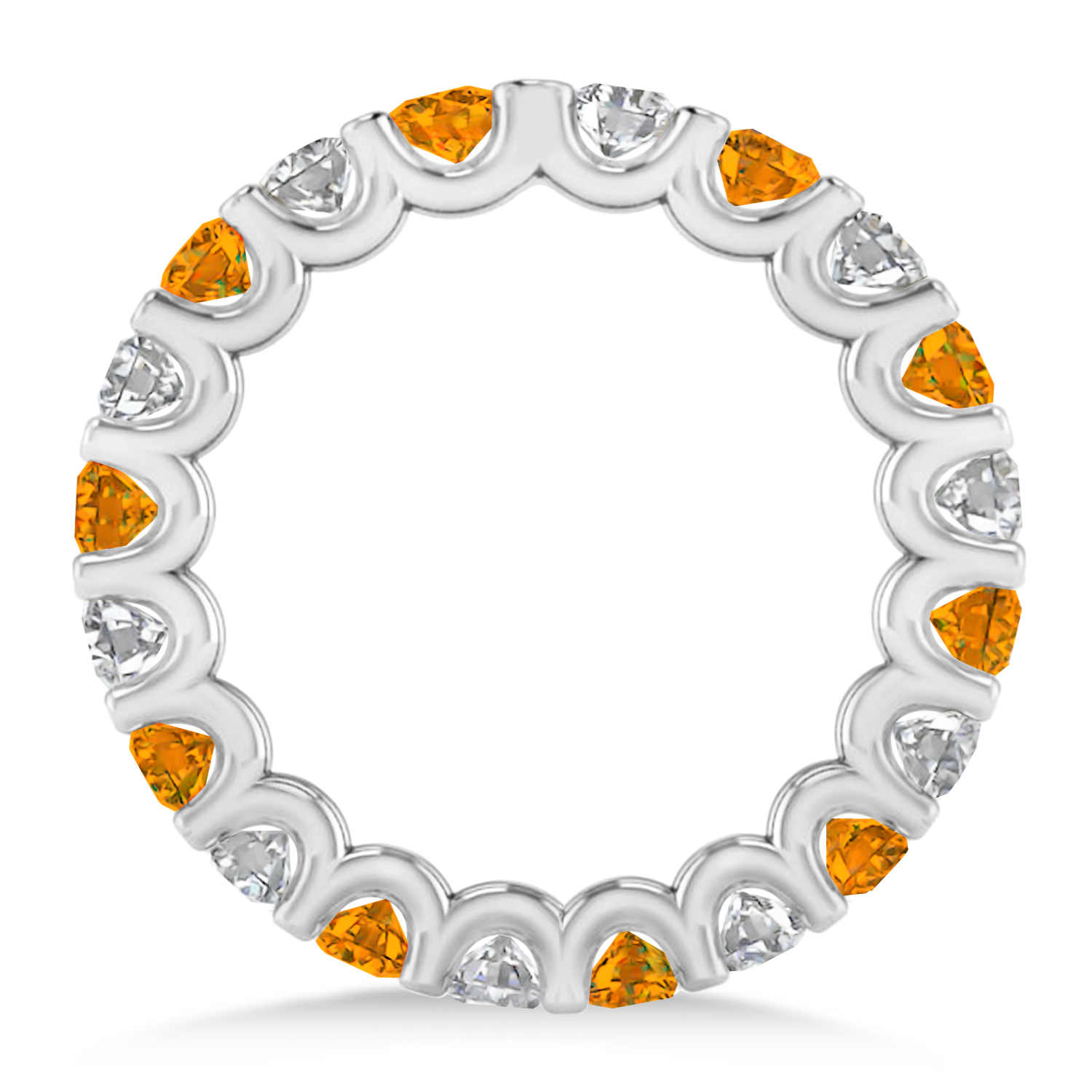 Diamond & Citrine Eternity Wedding Band 14k White Gold (2.10ct)