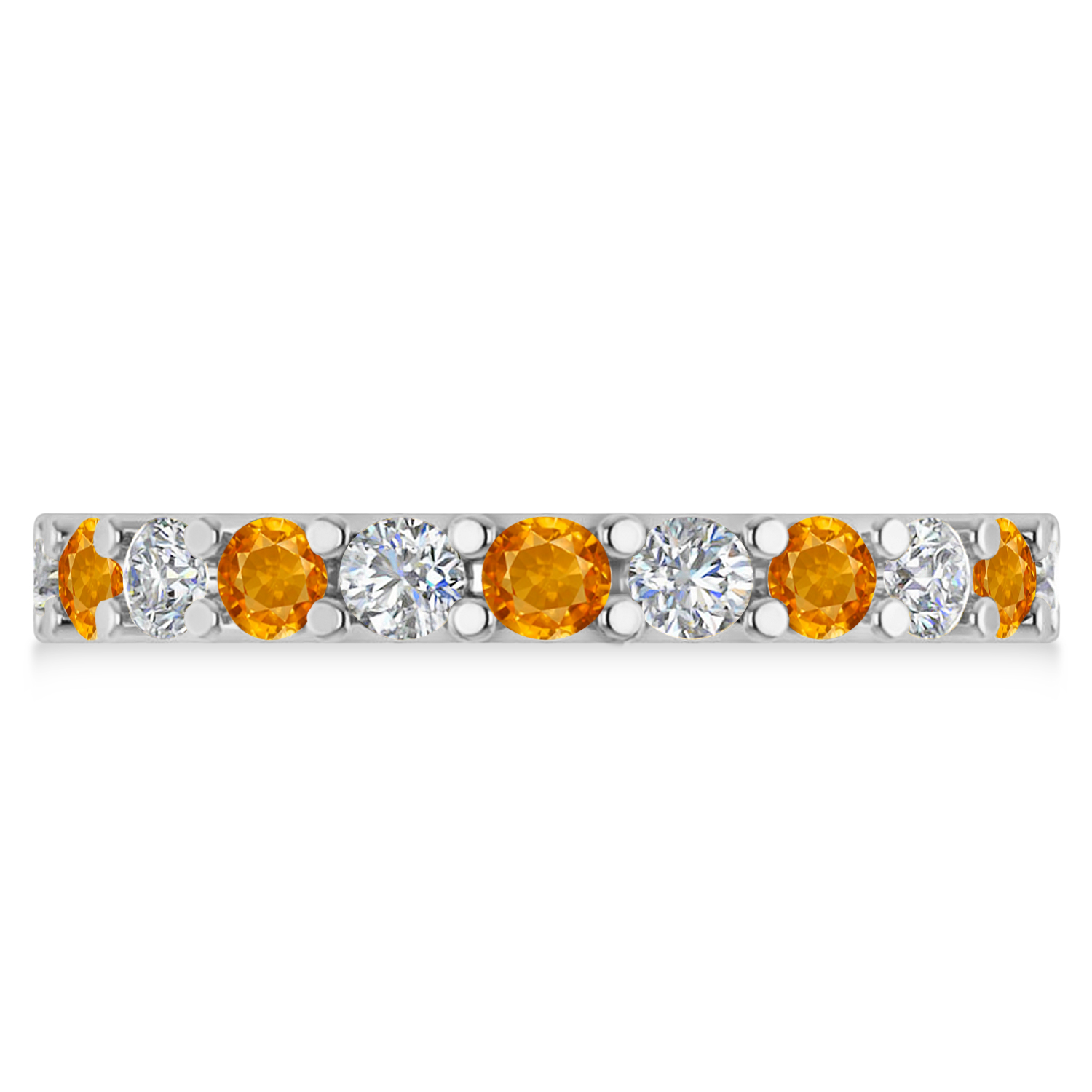 Diamond & Citrine Eternity Wedding Band 14k White Gold (2.10ct)