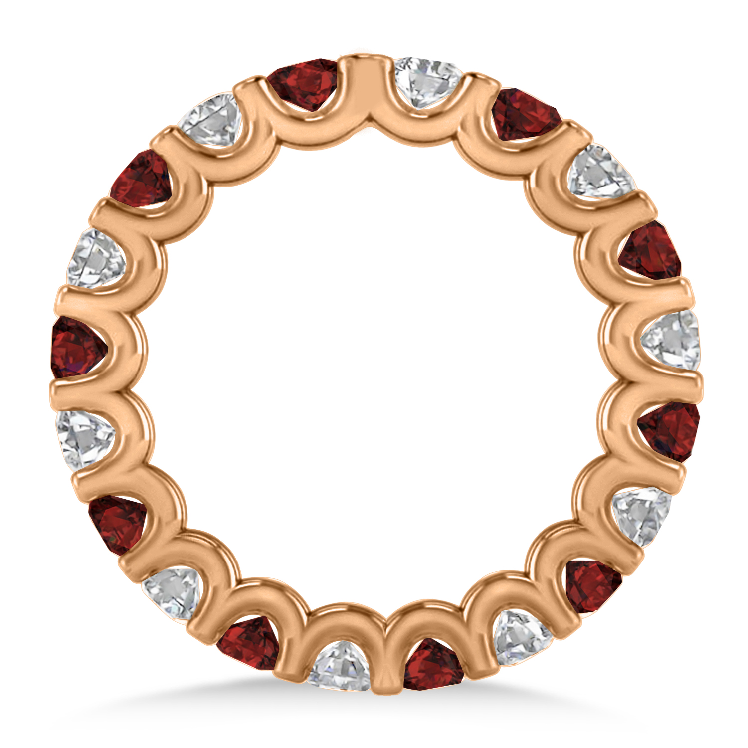 Diamond & Garnet Eternity Wedding Band 14k Rose Gold (2.10ct)