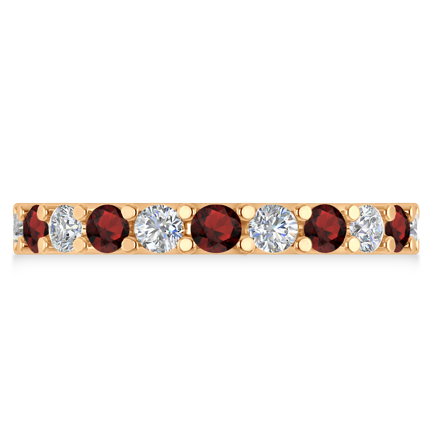 Diamond & Garnet Eternity Wedding Band 14k Rose Gold (2.10ct)