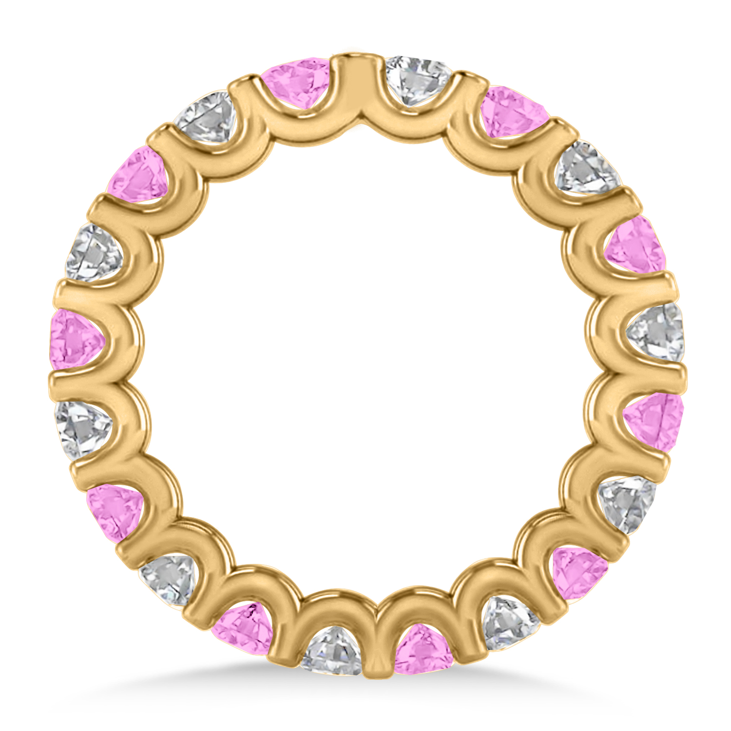 Diamond & Pink Sapphire Eternity Wedding Band 14k Yellow Gold (2.10ct)