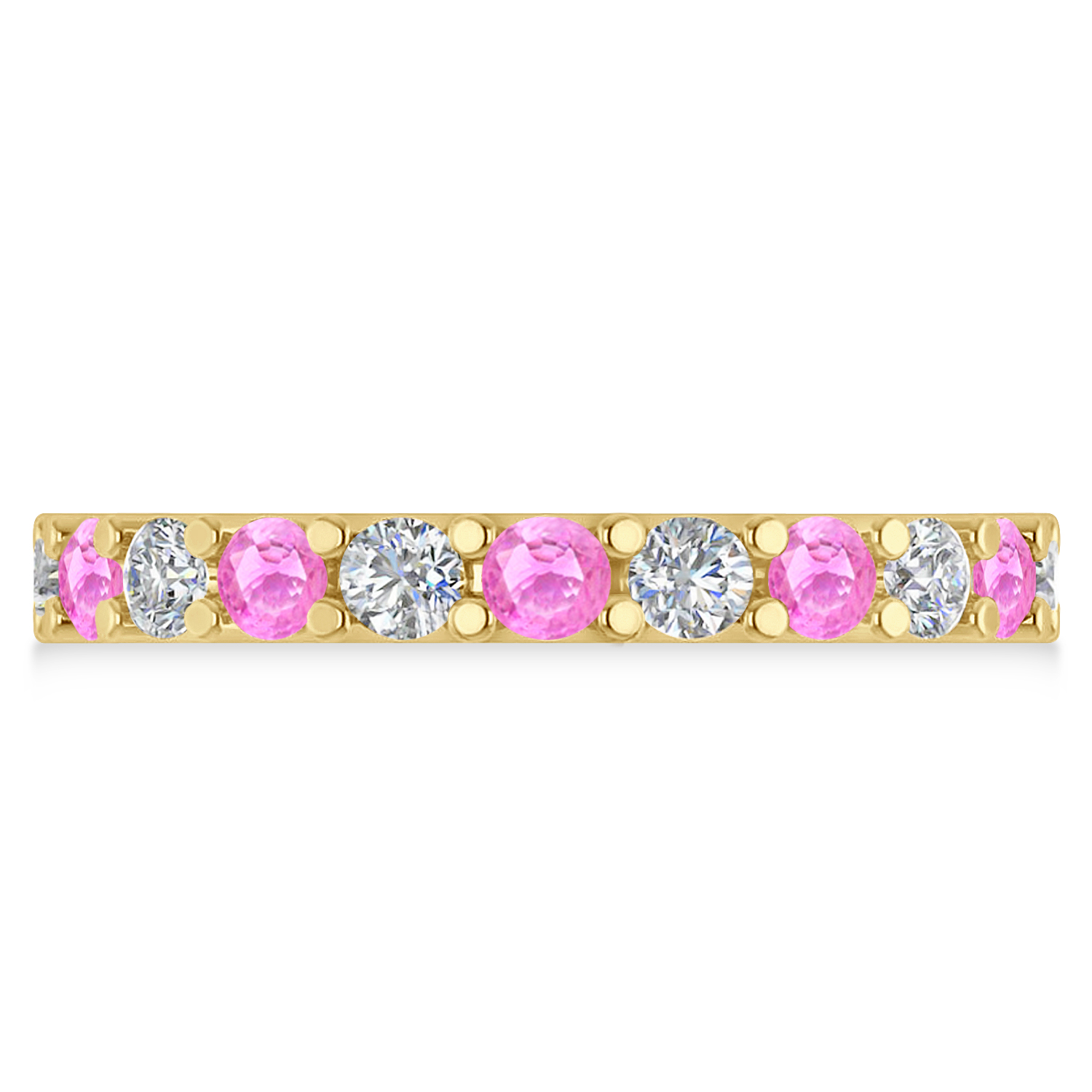 Diamond & Pink Sapphire Eternity Wedding Band 14k Yellow Gold (2.10ct)